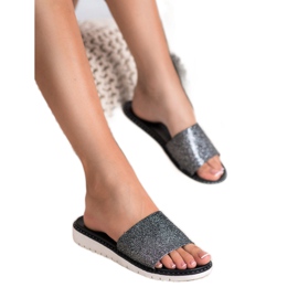 Fashion Chinelos elegantes e brilhantes preto 2