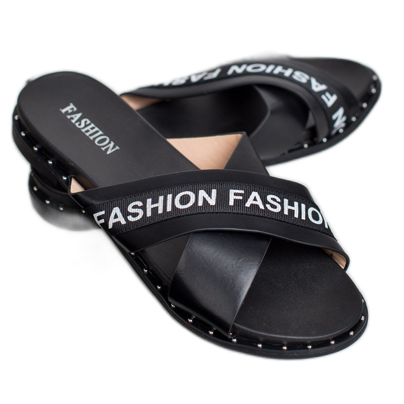 SHELOVET Chinelos de moda pretos 2