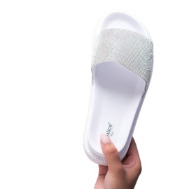 SHELOVET Chinelos com cristais branco 2
