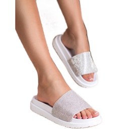 SHELOVET Chinelos com cristais branco 1