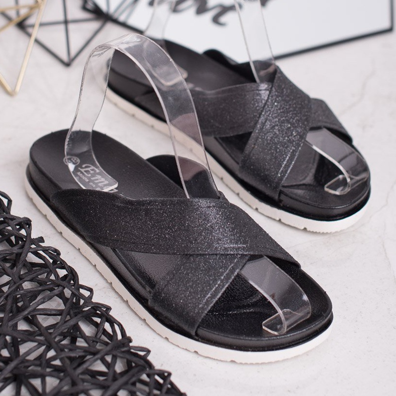 Emaks Chinelos pretos com brilho 2 Emaks Chinelos pretos com brilho 2