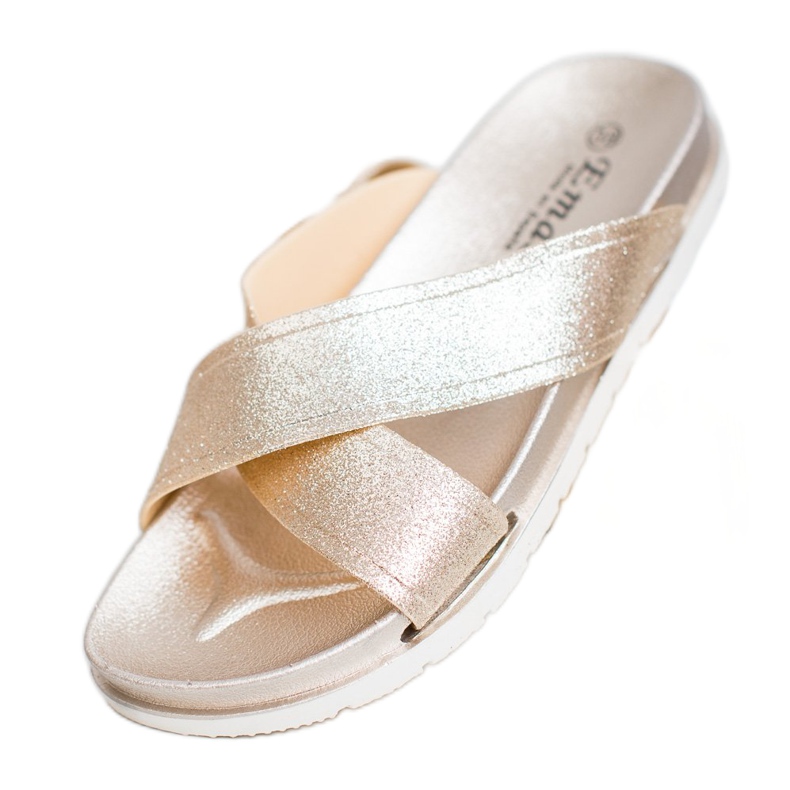 Emaks Chinelos dourados com brilho 2