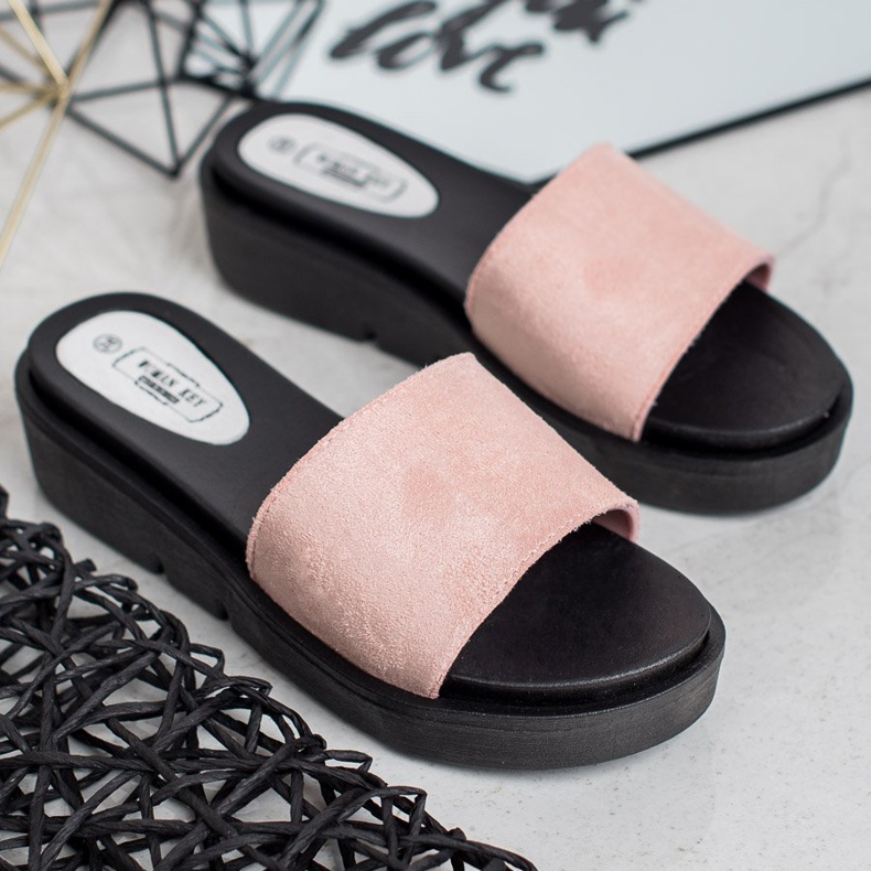 SHELOVET Sandálias de cunha rosa 1