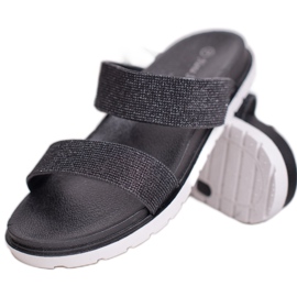 SHELOVET Chinelos de borracha com brilho preto 2