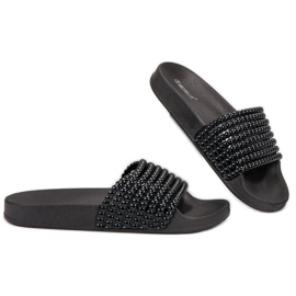 Bestelle Chinelos de borracha com miçangas preto 1