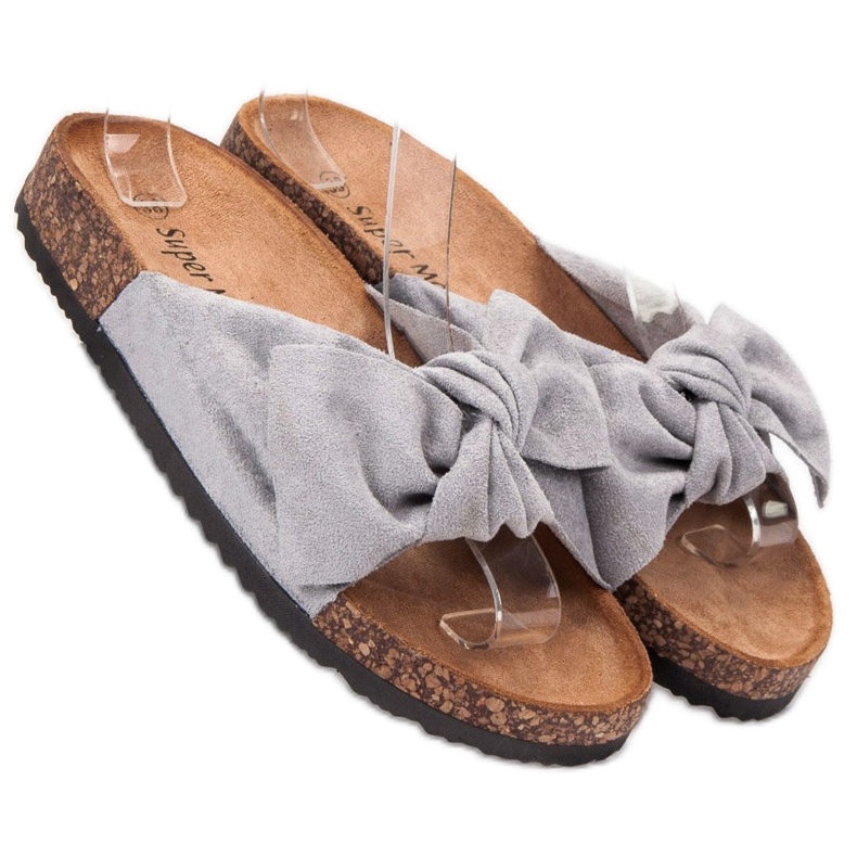 Super Me Chinelos elegantes cinza 1