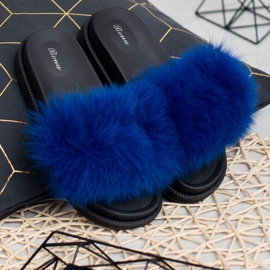 SHELOVET Chinelos com pele azul 1