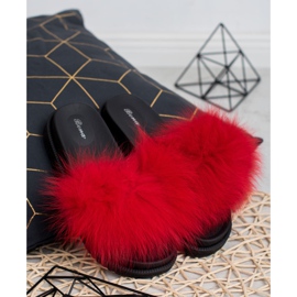 SHELOVET Chinelos com pele vermelho 2