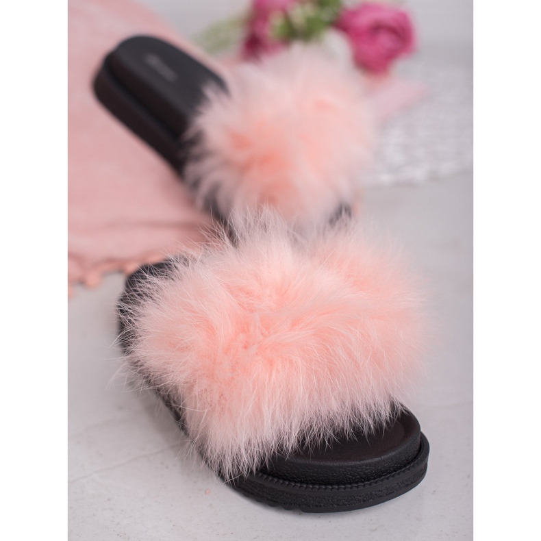 SHELOVET Chinelos com pele rosa 1