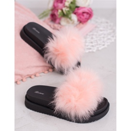 SHELOVET Chinelos com pele rosa 2