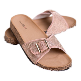 Marquiz Chinelos brilhantes com fivela rosa 1