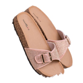 Marquiz Chinelos brilhantes com fivela rosa 2