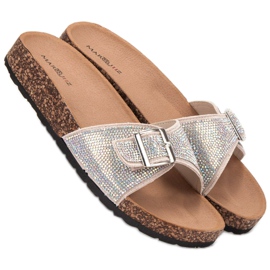 Marquiz Chinelos brilhantes com fivela castanho 1
