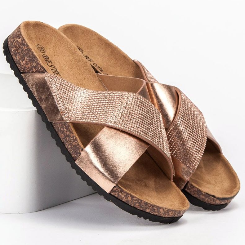 Bestelle Chinelos com sola de cortiça rosa 2