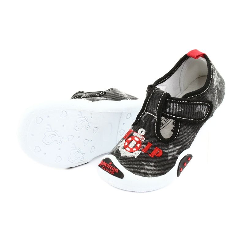 American Club Inserção de couro para tênis infantil TEN12 preto vermelho cinza 5