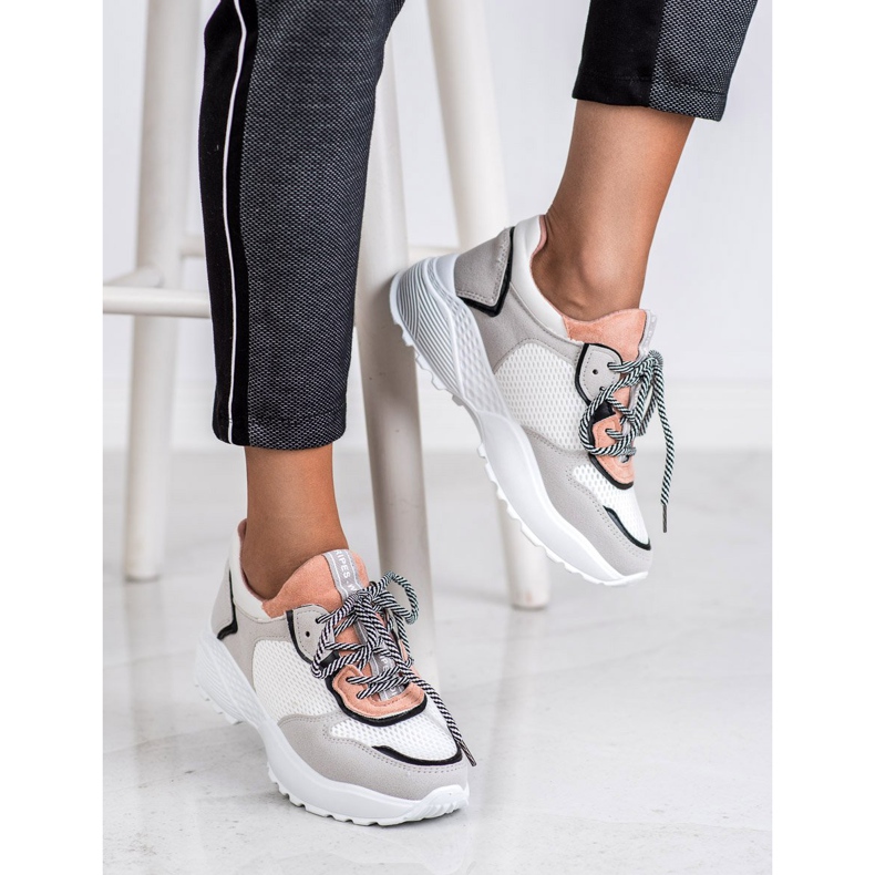 SHELOVET Tênis da moda rosa cinza 2