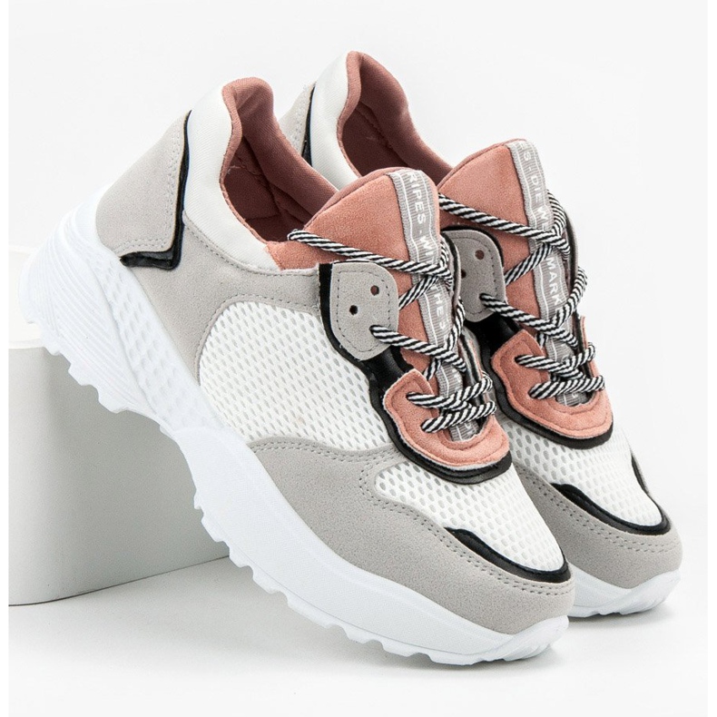 SHELOVET Tênis da moda rosa cinza 1