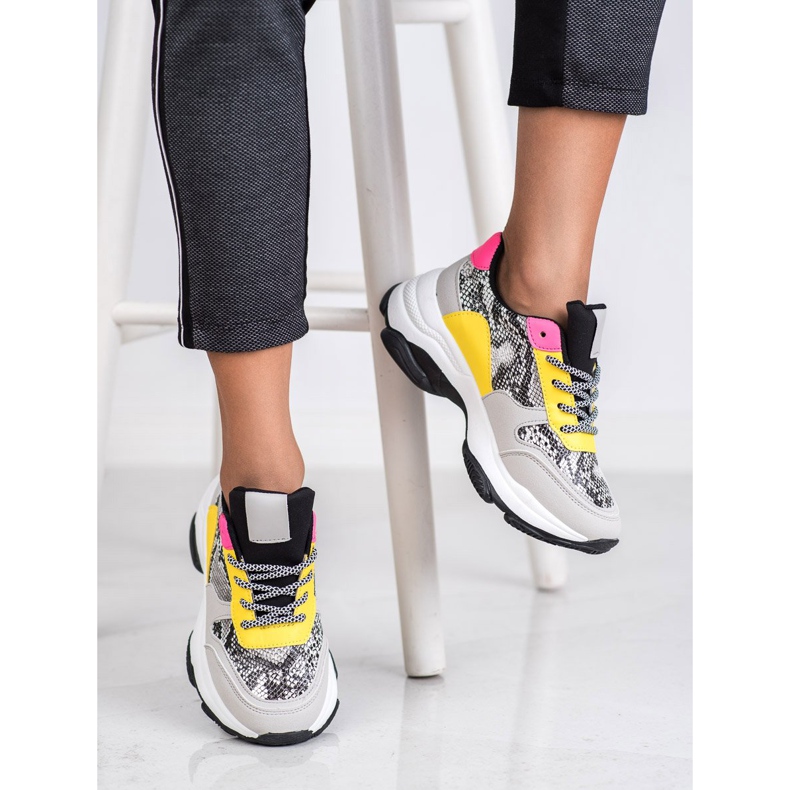 SHELOVET Tênis colorido com estampa de cobra multicolorido 2 SHELOVET Tênis colorido com estampa de cobra multicolorido 2