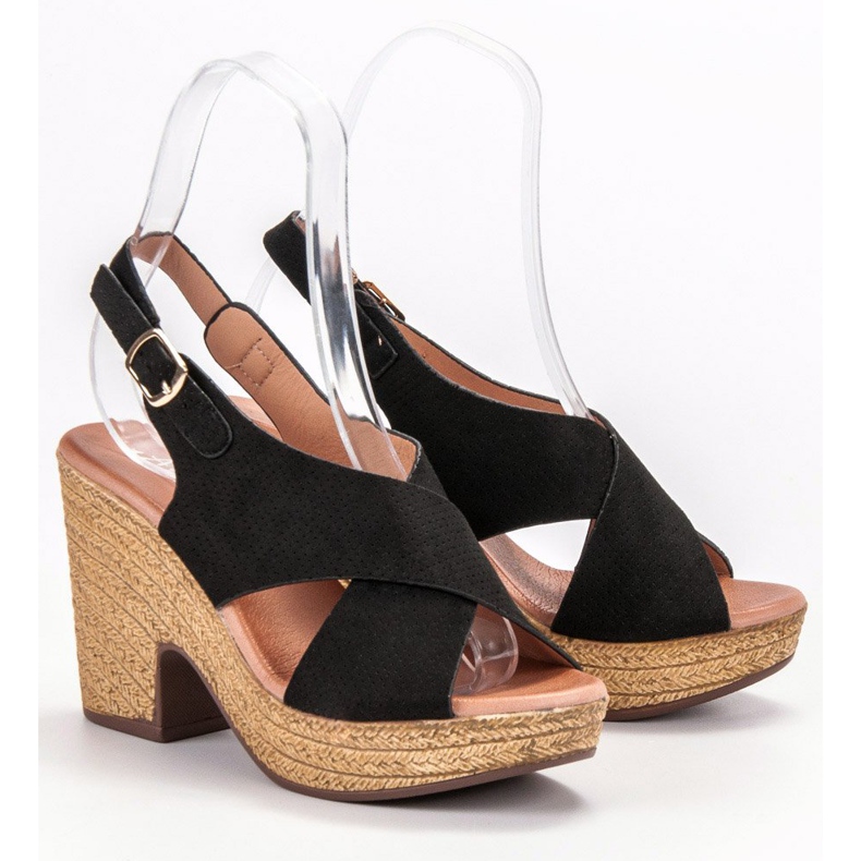 Anesia Paris Sandálias de salto alto leves preto 1