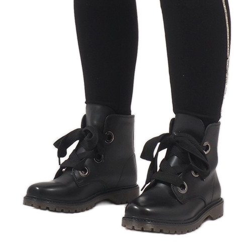 Kayla Shoes Botas pretas com cordões PF276 preto 1