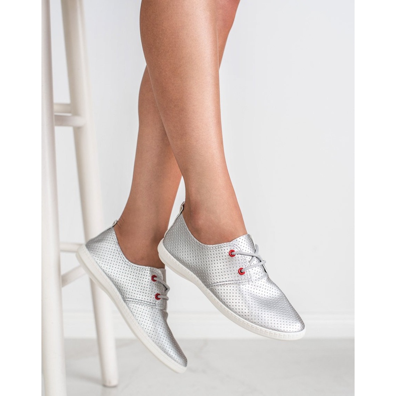 SHELOVET Tênis prateados cinza 2