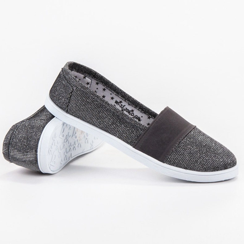 SHELOVET Tênis Slip-on Com Glitter cinza 1