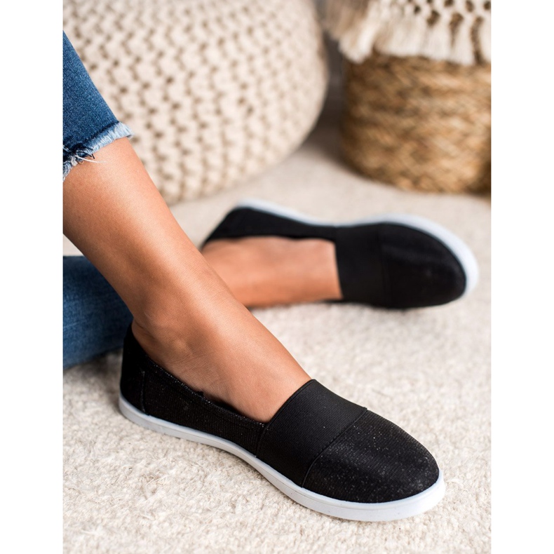 SHELOVET Tênis Slip-on Com Glitter preto 2 SHELOVET Tênis Slip-on Com Glitter preto 2