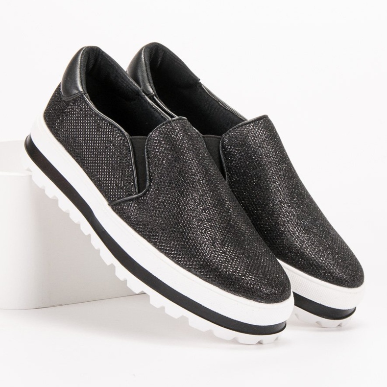 SHELOVET Slipons leves na plataforma preto 2