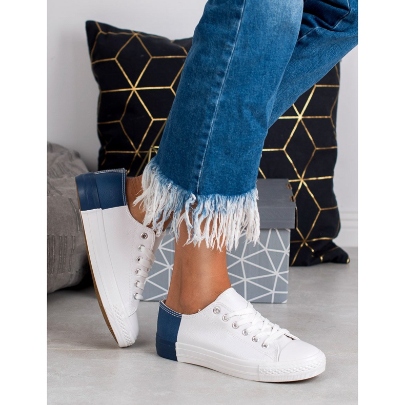 SHELOVET Tênis Com Couro Eco branco 1