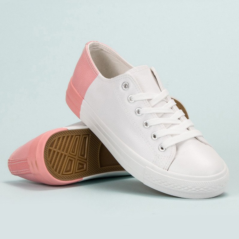 SHELOVET Tênis Com Couro Eco branco 2