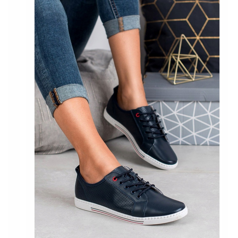 Filippo Sapatinhos de couro azul marinho 1