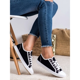 SHELOVET Tênis baixo feminino branco preto 1