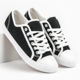 SHELOVET Tênis baixo feminino branco preto 2