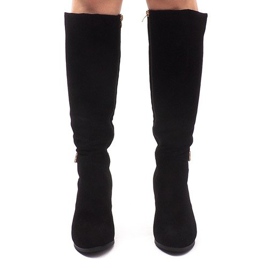 Botas de camurça em barra KSL008 pretas preto 2