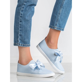 SHELOVET Sapatos amarrados com uma fita azul 1