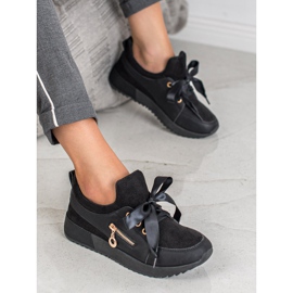 SHELOVET Sapatos de brocado preto 2