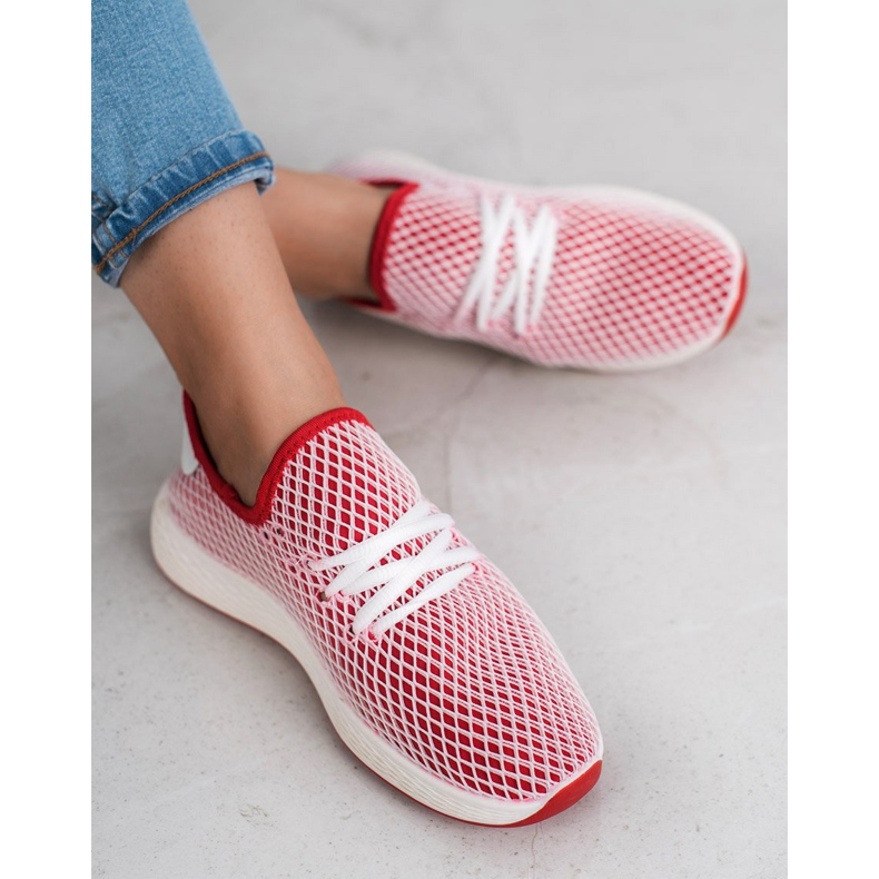 SHELOVET Sapatos Deslizantes da Moda branco vermelho 2