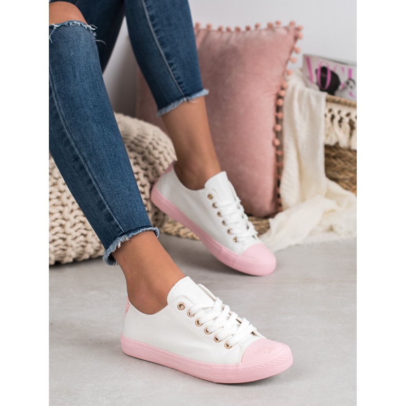 SHELOVET Tênis bicolor branco rosa 1