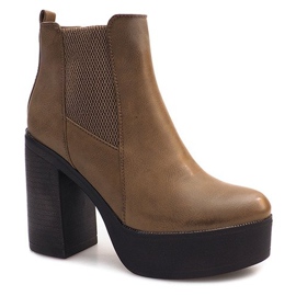 Botas de salto com um elástico E4863 Khaki verde 1