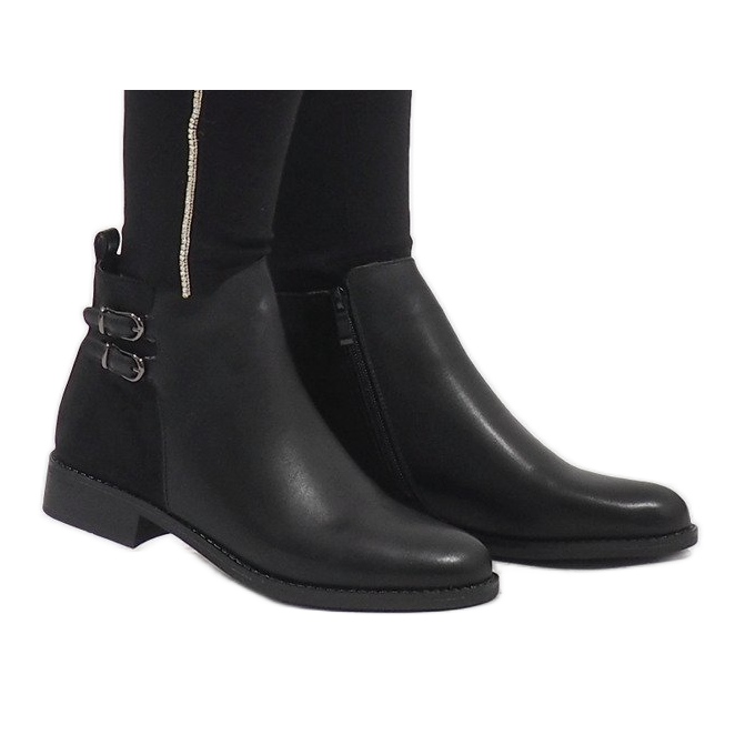 Ideal Shoes Botas pretas elegantes C-7200 preto 2