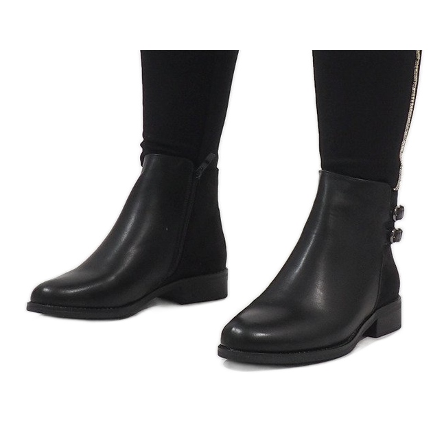 Ideal Shoes Botas pretas elegantes C-7200 preto 1