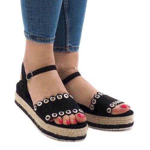 Sandálias pretas na plataforma 99-46 preto 2