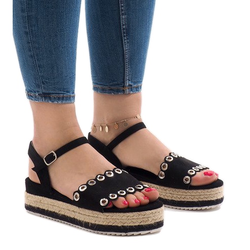 Sandálias pretas na plataforma 99-46 preto 1