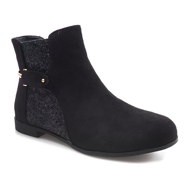 Botas de camurça com faixa elástica 3670-3 pretas preto 1