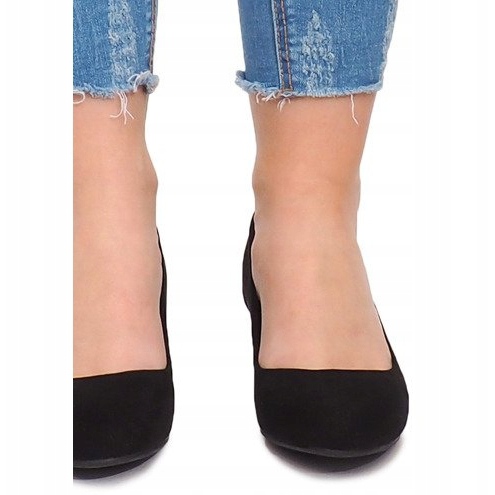 Bombas de cunha de camurça MB188-48 preta preto 1