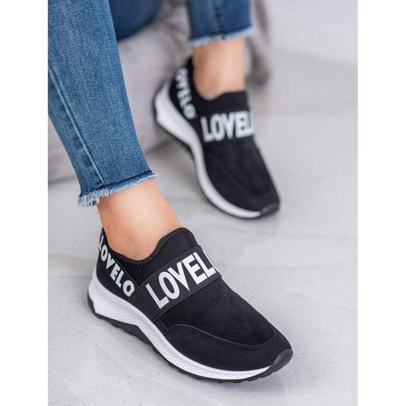 SHELOVET Sapatos de camurça deslizantes preto 2