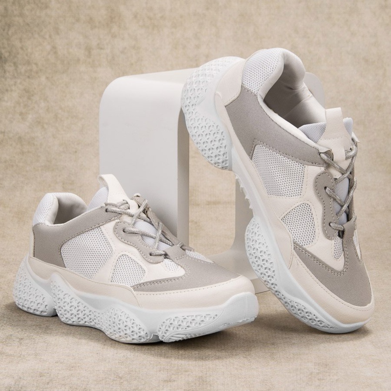 SHELOVET Tênis brancos elegantes cinza 1