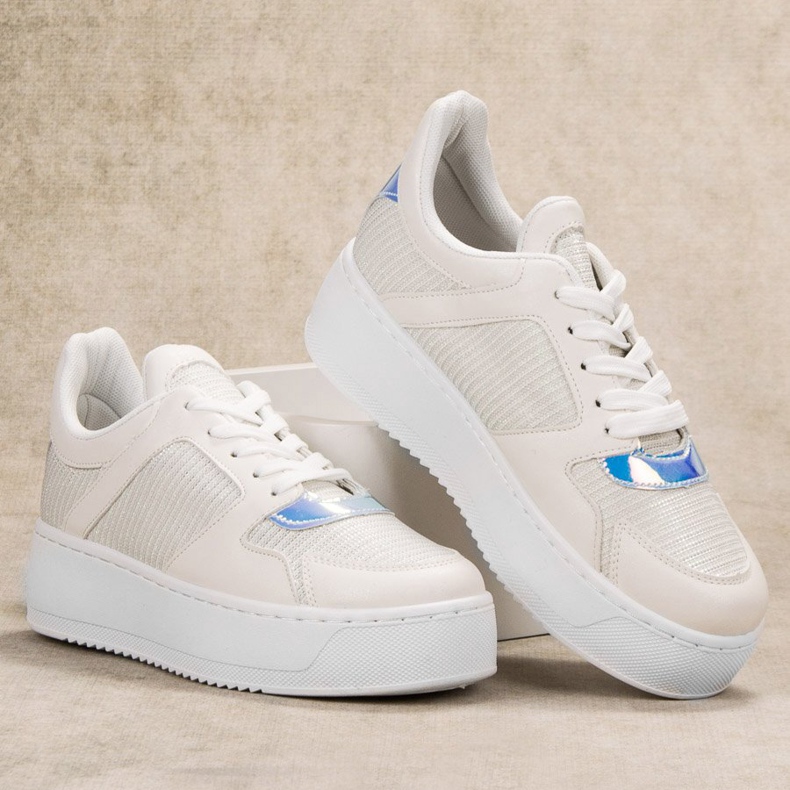 Ideal Shoes Tênis Com Brilho branco 1