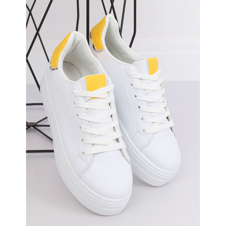 Tênis de sola alta branco e amarelo B0-31 BRANCO / AMARELO 1