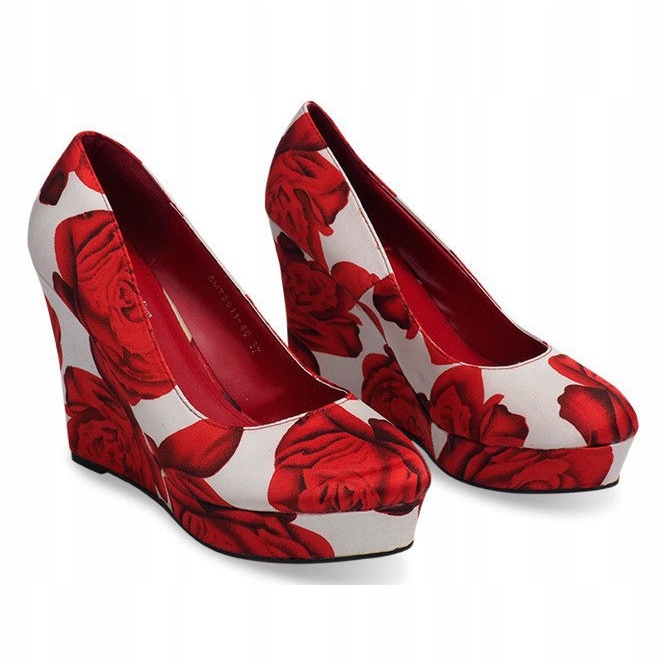 Bombas Lacadas On Wedge 2011-40 Red branco vermelho 1
